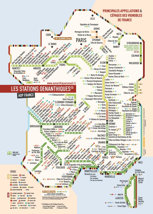 Carte Des Vins Vignobles De France Aop Stations De Métro